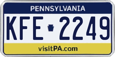 PA license plate KFE2249