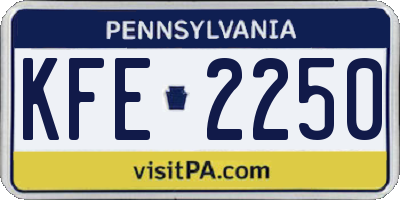 PA license plate KFE2250