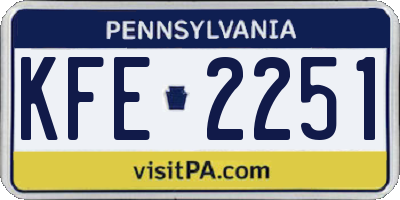 PA license plate KFE2251