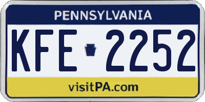 PA license plate KFE2252