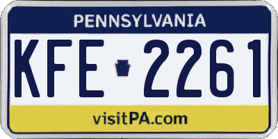 PA license plate KFE2261