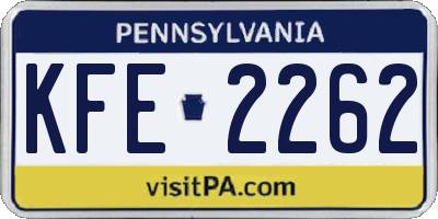 PA license plate KFE2262