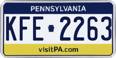 PA license plate KFE2263