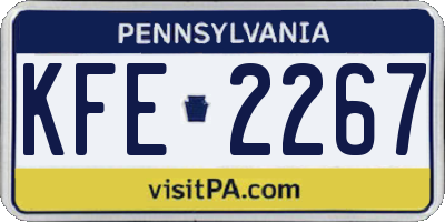 PA license plate KFE2267