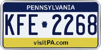 PA license plate KFE2268
