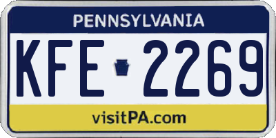 PA license plate KFE2269