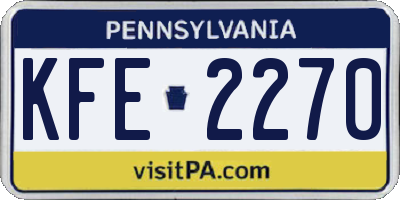 PA license plate KFE2270