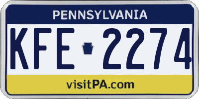 PA license plate KFE2274