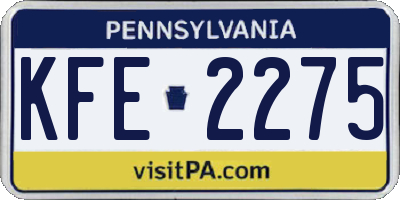 PA license plate KFE2275