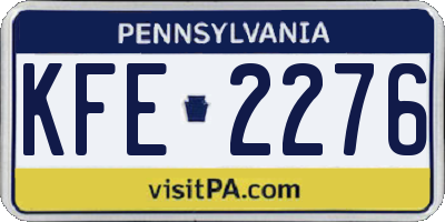 PA license plate KFE2276