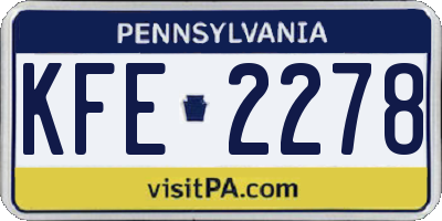 PA license plate KFE2278