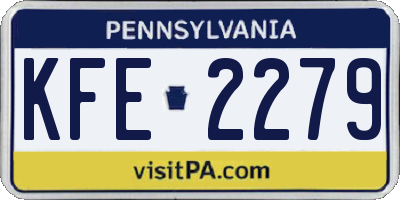 PA license plate KFE2279