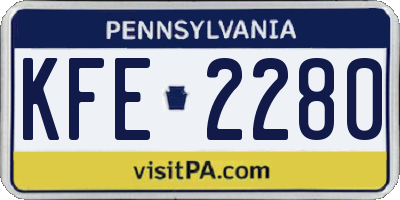 PA license plate KFE2280