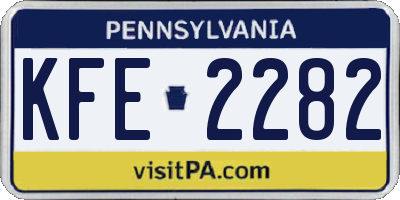 PA license plate KFE2282