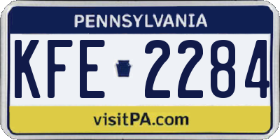PA license plate KFE2284