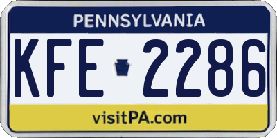 PA license plate KFE2286