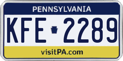 PA license plate KFE2289
