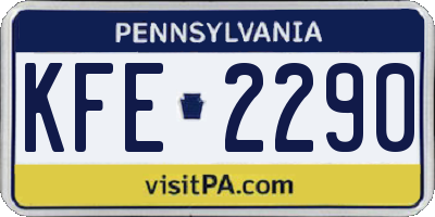 PA license plate KFE2290