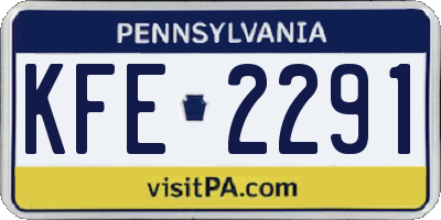 PA license plate KFE2291