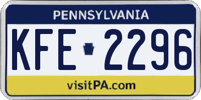 PA license plate KFE2296