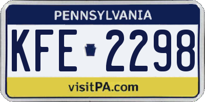PA license plate KFE2298