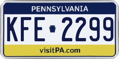 PA license plate KFE2299