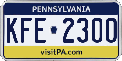 PA license plate KFE2300