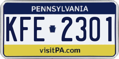 PA license plate KFE2301