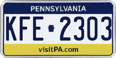 PA license plate KFE2303