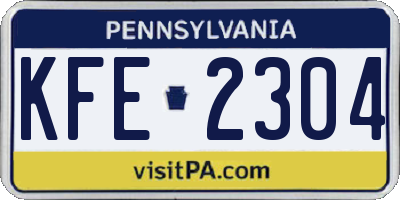 PA license plate KFE2304