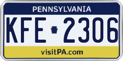 PA license plate KFE2306