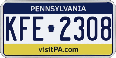 PA license plate KFE2308