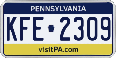 PA license plate KFE2309