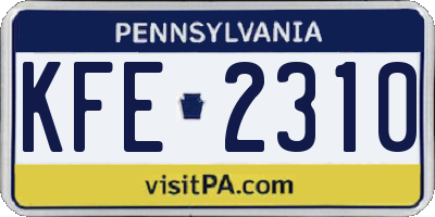 PA license plate KFE2310