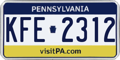 PA license plate KFE2312