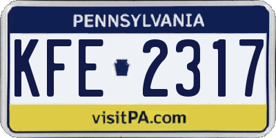 PA license plate KFE2317
