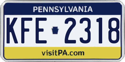 PA license plate KFE2318