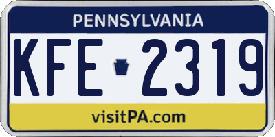 PA license plate KFE2319