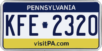 PA license plate KFE2320