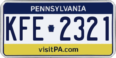 PA license plate KFE2321
