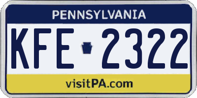 PA license plate KFE2322