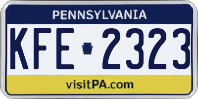 PA license plate KFE2323