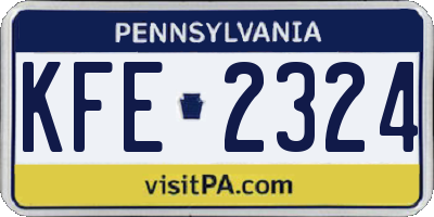 PA license plate KFE2324