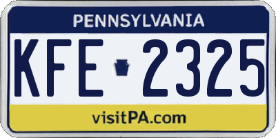 PA license plate KFE2325