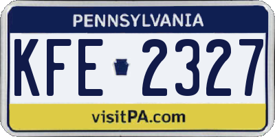 PA license plate KFE2327
