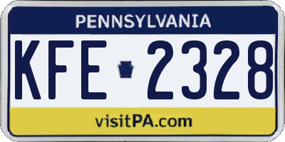 PA license plate KFE2328