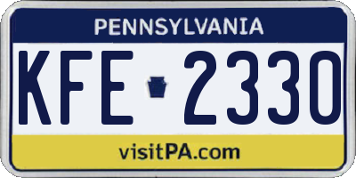 PA license plate KFE2330