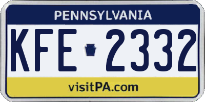 PA license plate KFE2332