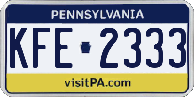 PA license plate KFE2333