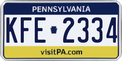 PA license plate KFE2334